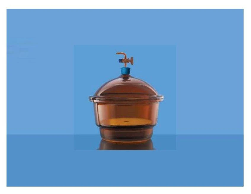 3085 - VACUUM DESICCATOR SET With Cover & Porcelain Plate, Amber