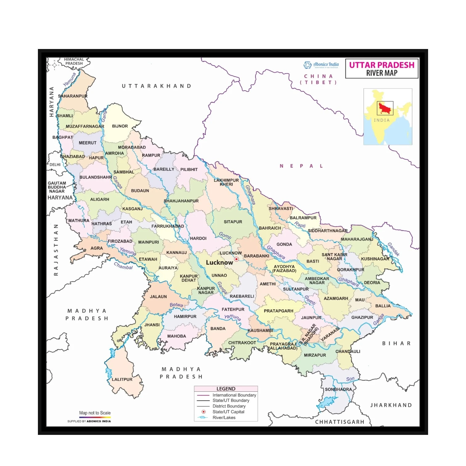 Uttar predesh river map