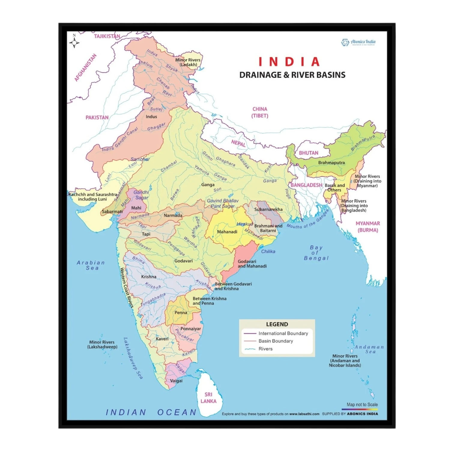 India drainage and river basin map