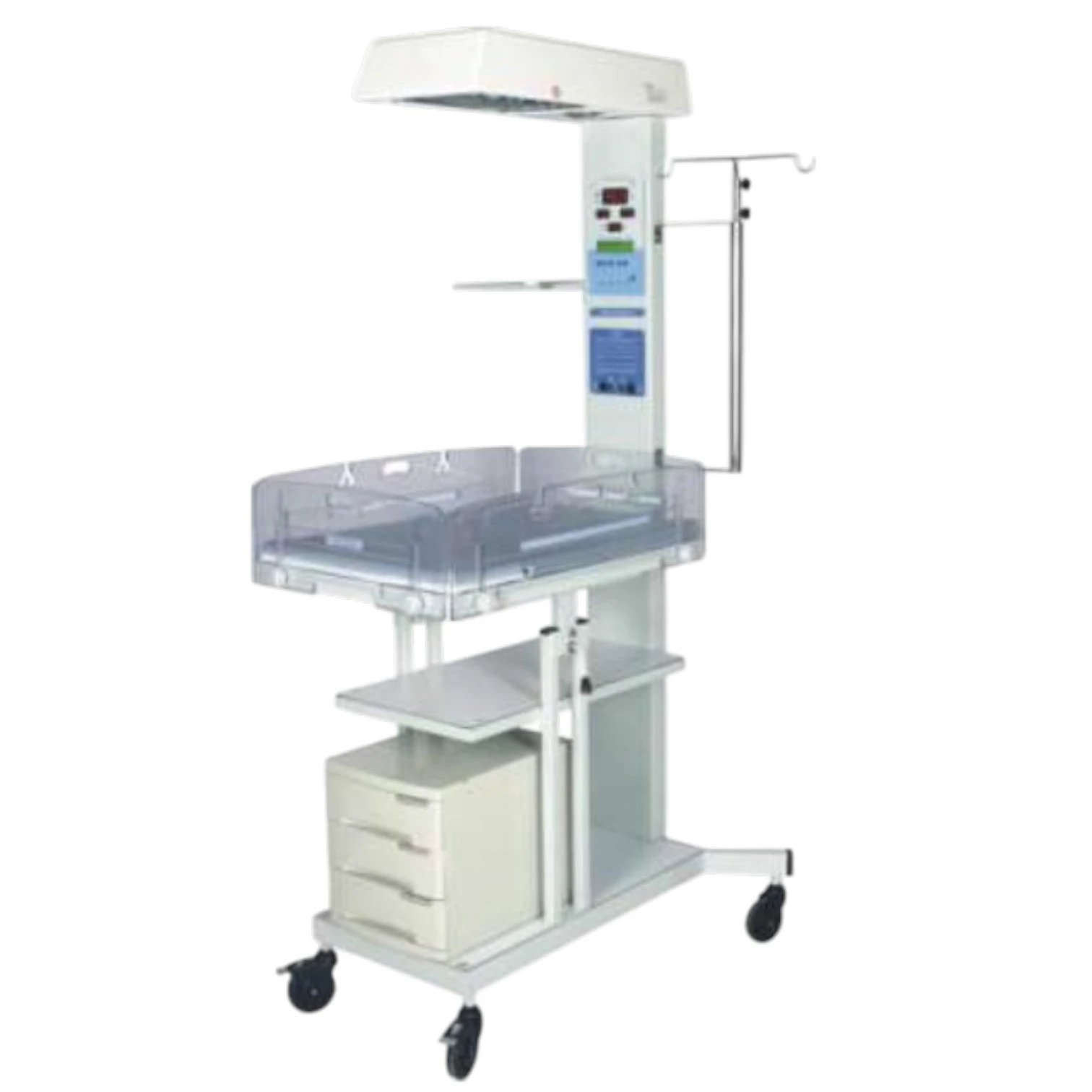 NIC201a INFANT RADIANT WARMER WITH FIXED BABY CRADLE & DRAWERS WITH MICROPROCESS